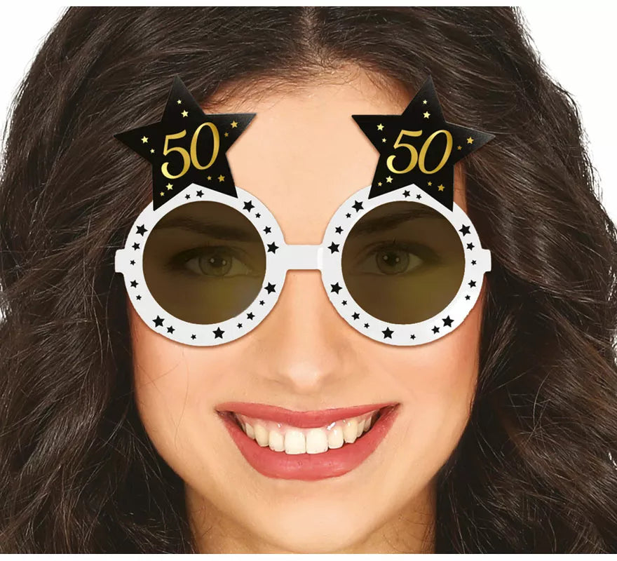 Translation missing: de.Gafas Blancas con Estrellas 50 Años Cumpleaños y Aniversarios