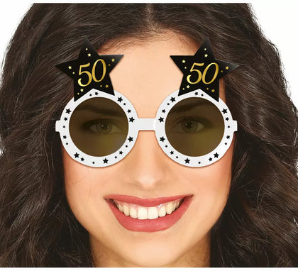 Gafas Blancas con Estrellas 50 Años Cumpleaños y Aniversarios