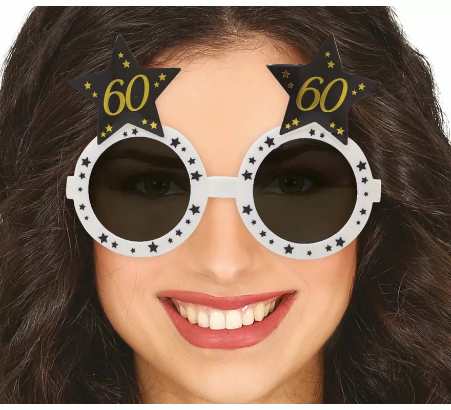 Translation missing: de.Gafas Blancas con Estrellas 60 Años Cumpleaños y Aniversarios