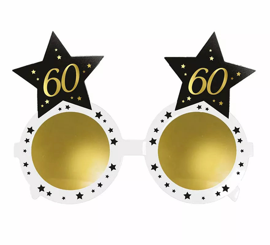 Translation missing: de.Gafas Blancas con Estrellas 60 Años Cumpleaños y Aniversarios
