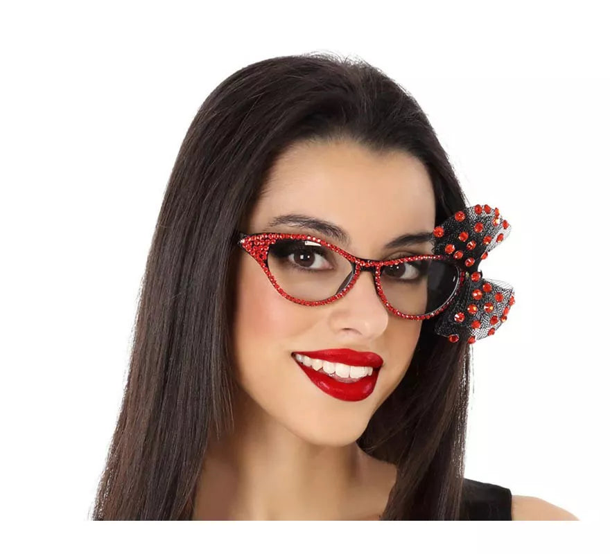 Translation missing: de.Gafas Brillantes Rojas con Lazo