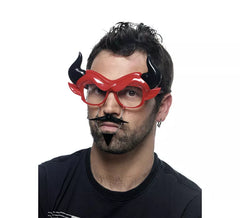 Teufelsbrille mit Schnurrbart, Fliege und Hörnern