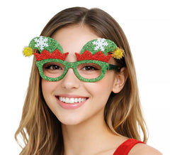 Elfenbrille mit Schuhen und Schneeflocken