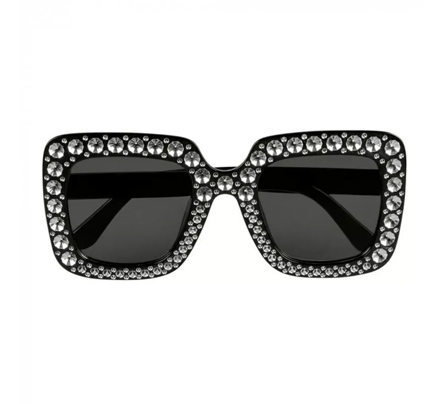 Translation missing: de.Gafas Disco negras con piedras plateadas