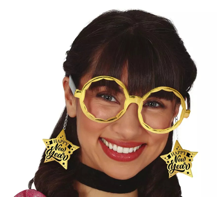 Translation missing: de.Gafas Happy New Year doradas con Estrellas