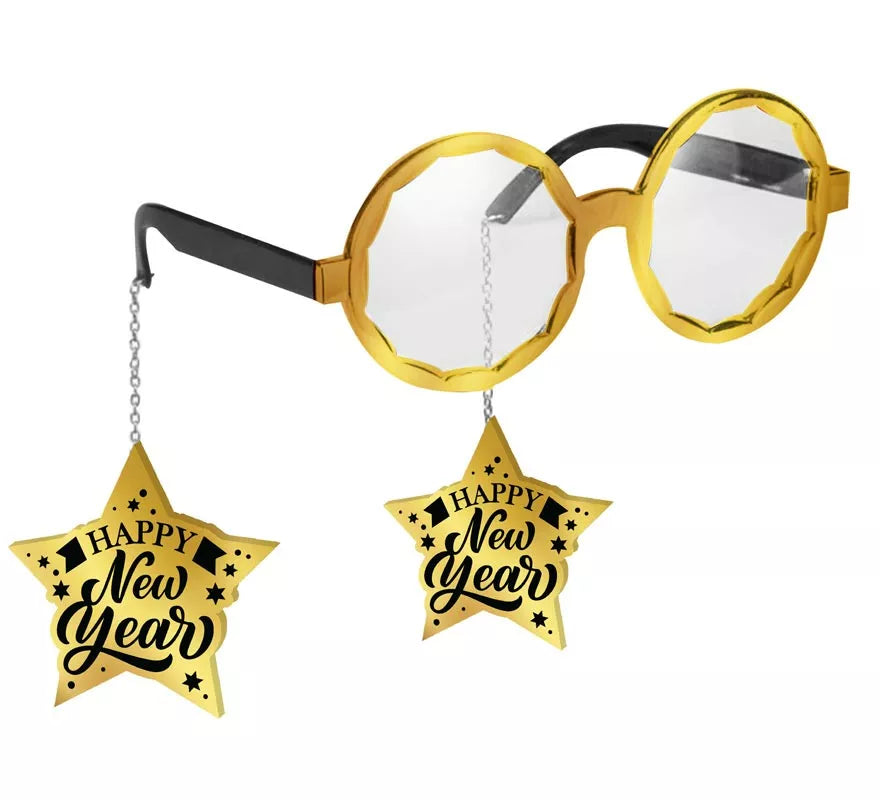 Translation missing: de.Gafas Happy New Year doradas con Estrellas