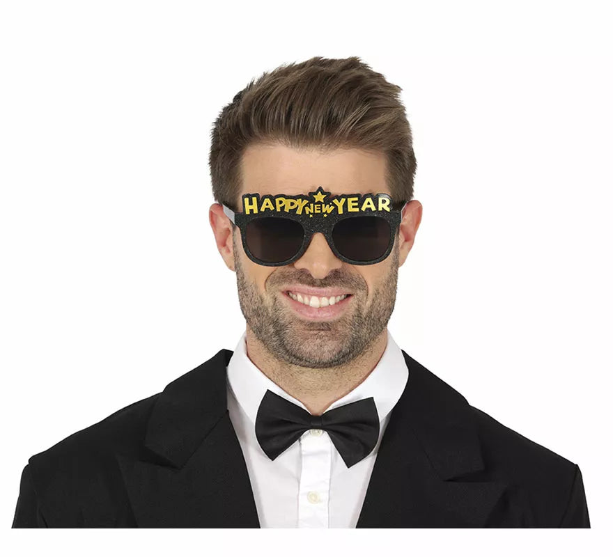 Translation missing: de.Gafas Happy New Year negras adulto
