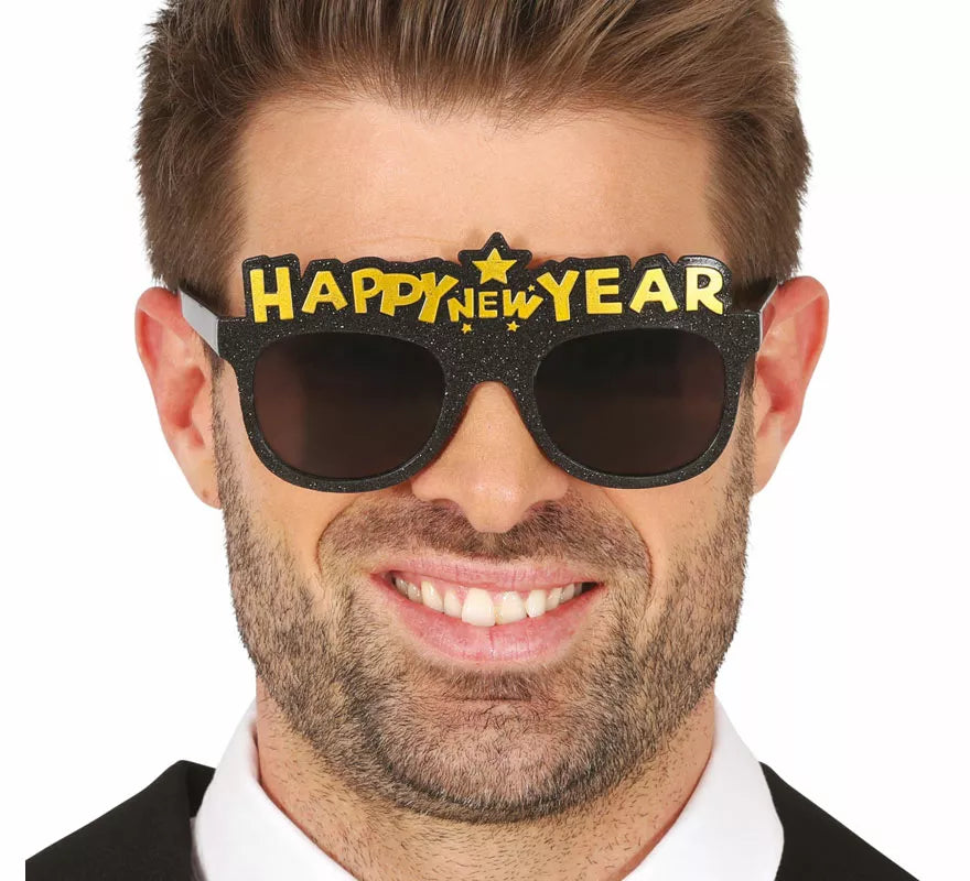 Translation missing: de.Gafas Happy New Year negras adulto