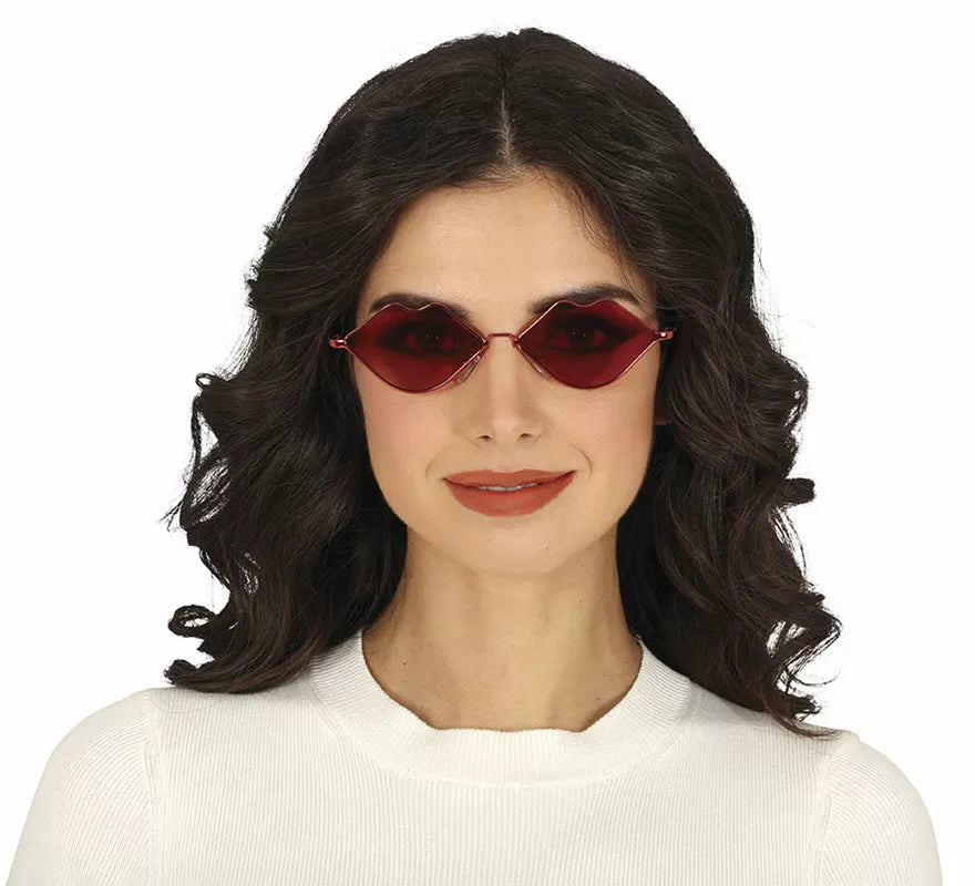 Translation missing: de.Gafas Metálicas Labios rojos adulto