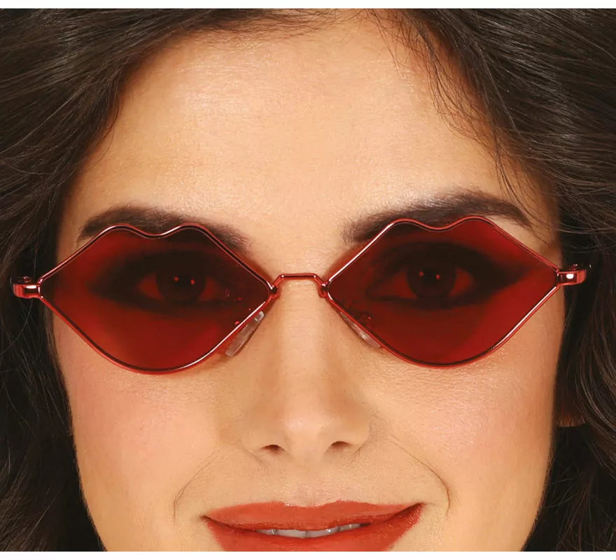 Translation missing: de.Gafas Metálicas Labios rojos adulto