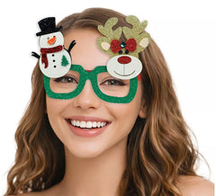 Weihnachtsbrille mit Schneemann und Rentier