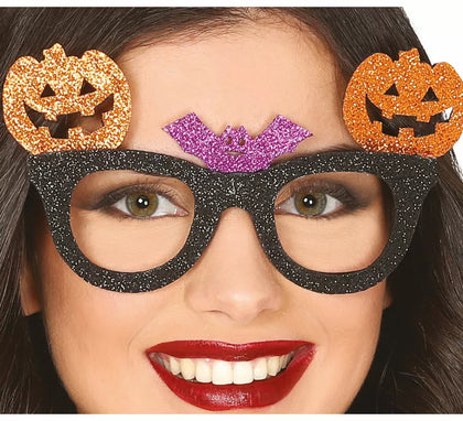 Gafas Negras con Calabazas y Murciélago