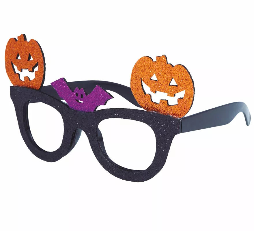 Gafas Negras con Calabazas y Murciélago