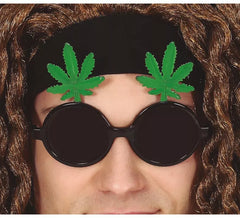 Schwarze Brille mit Marihuanablättern