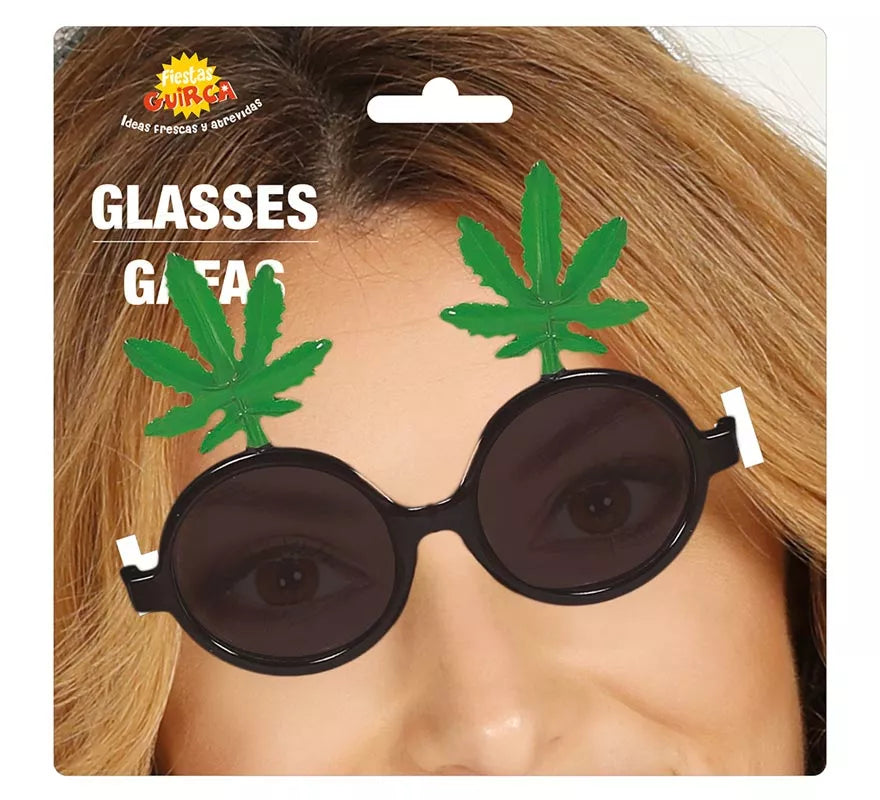 Translation missing: de.Gafas Negras con Hojas de Marihuana
