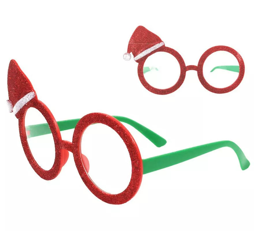 Translation missing: de.Gafas sin cristal de Papá Noel rojo con gorro