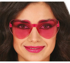 Transparente Brille mit rosa Herzmuster
