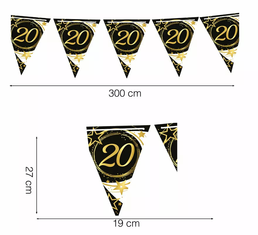 Translation missing: de.Gallardete 20 Años Cumpleaños y Aniversarios de Papel de 300 cm 19X27 cm