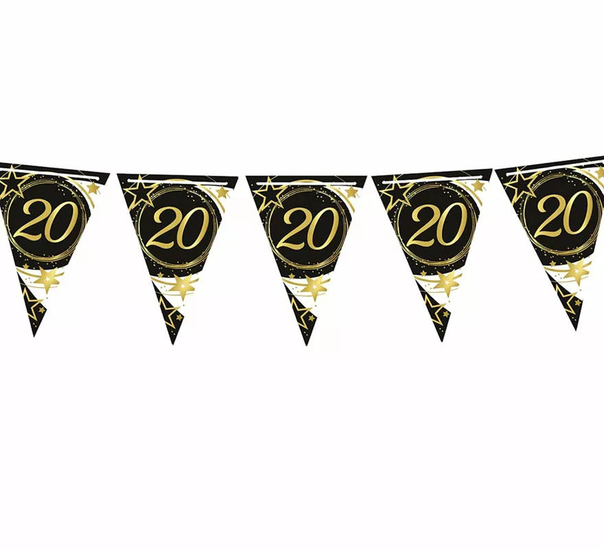 Translation missing: de.Gallardete 20 Años Cumpleaños y Aniversarios de Papel de 300 cm 19X27 cm