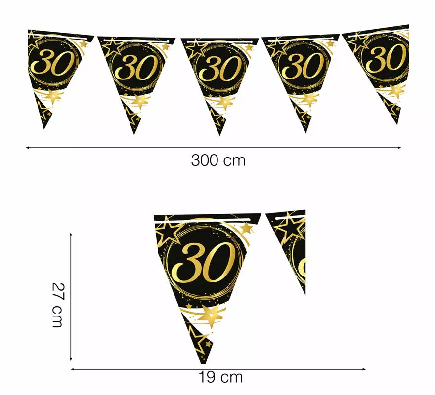 Translation missing: de.Gallardete 30 Años Cumpleaños y Aniversarios de Papel de 300 cm 19X27 cm