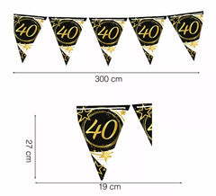Wimpel 40 Jahre Papier 300 cm 19X27 cm