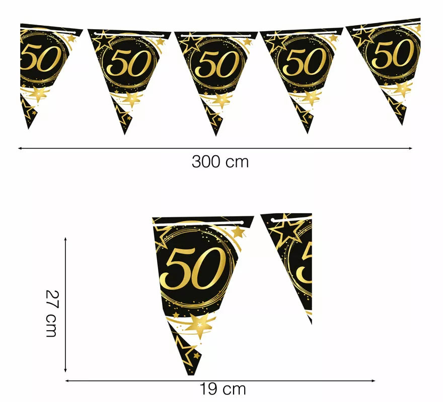 Translation missing: de.Gallardete 50 Años Cumpleaños y Aniversarios de Papel de 300 cm 19X27 cm