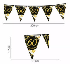 Wimpel 60 Jahre Papier 300 cm 19X27 cm