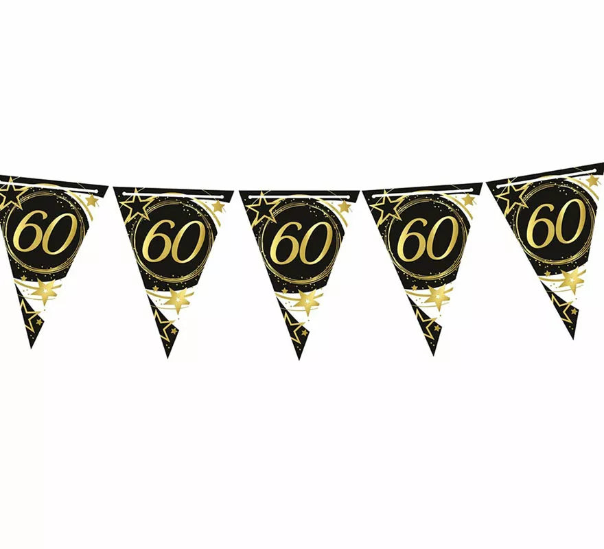 Translation missing: de.Gallardete 60 Años Cumpleaños y Aniversarios de Papel de 300 cm 19X27 cm