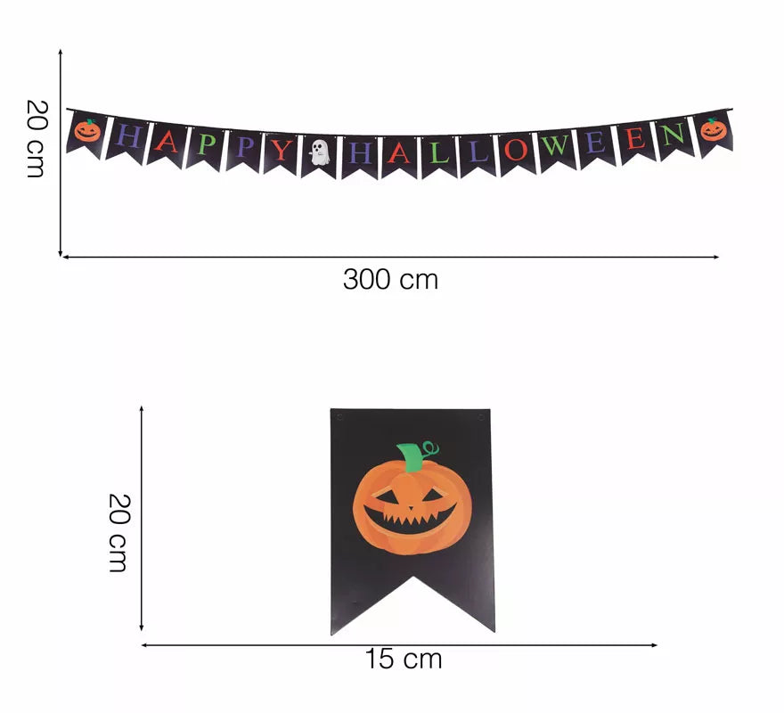 Gallardete Calabazas de 300 cm 15X20 cm (Alta calidad)