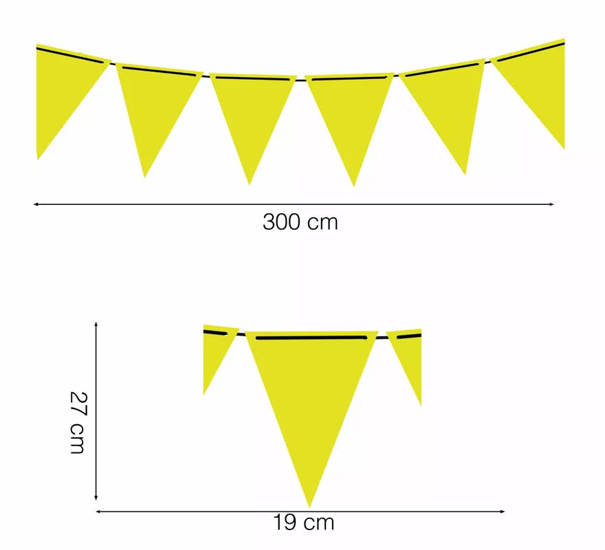 Translation missing: de.Gallardete Neón Amarillo de Papel de 300 cm 19X27 cm