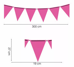 Neonfuchsia Papierwimpel 300 cm 19X27 cm