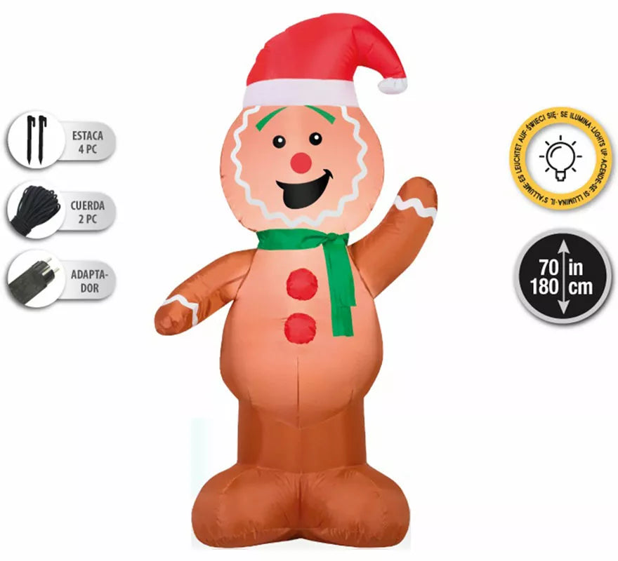 Translation missing: de.Galleta de Jengibre Hinchable con LED de 180 cm