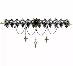 Gothic Choker mit schwarzen Edelsteinen
