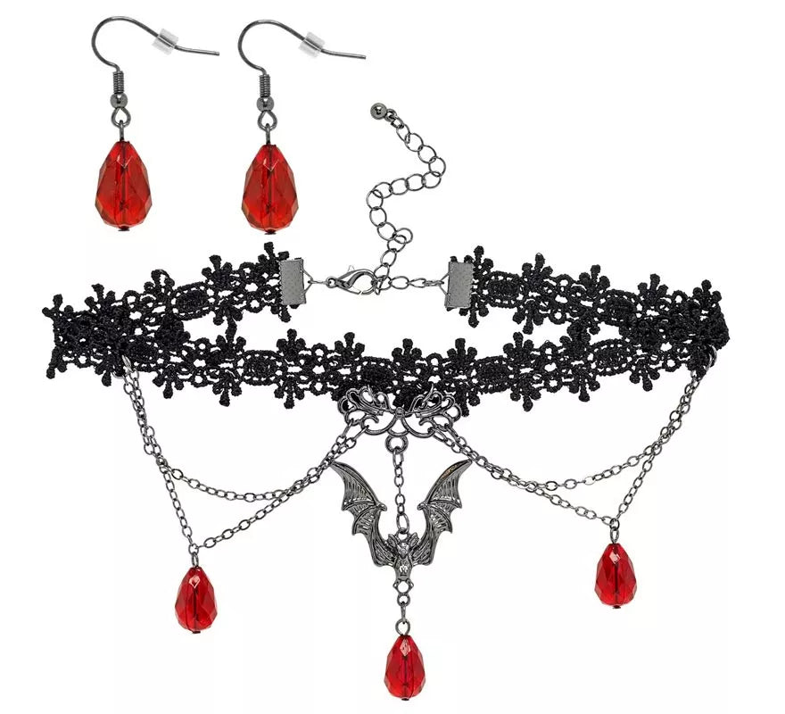 Translation missing: de.Gargantilla y Pendientes Góticos de Vampiresa
