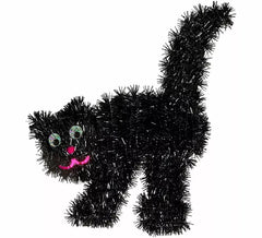 Schwarze Lametta-Katze 30x36 cm