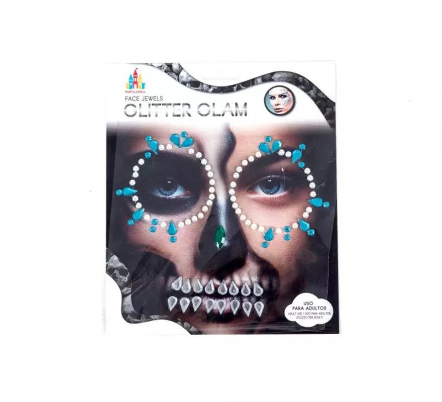 Translation missing: de.Gemas Faciales Adhesivas Calavera azul turquesa