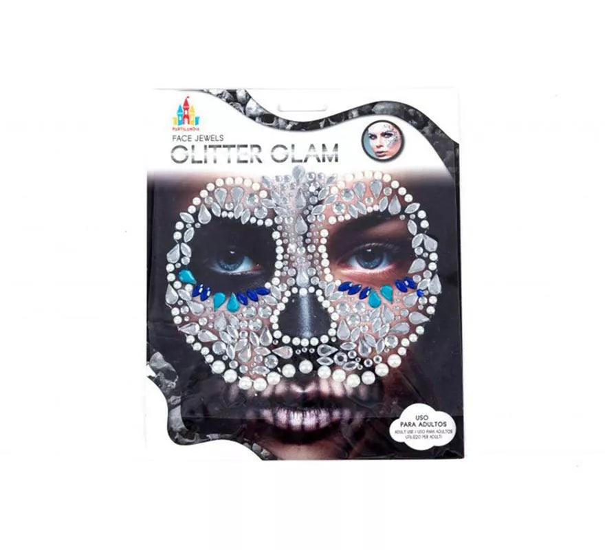 Translation missing: de.Gemas Faciales Adhesivas Calavera azul y plateada