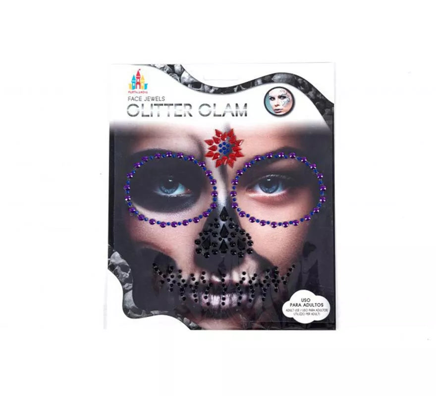 Translation missing: de.Gemas Faciales Adhesivas Calavera púrpura y negro