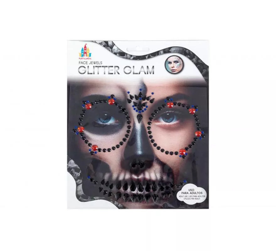 Translation missing: de.Gemas Faciales Adhesivas Calavera rojo y negro