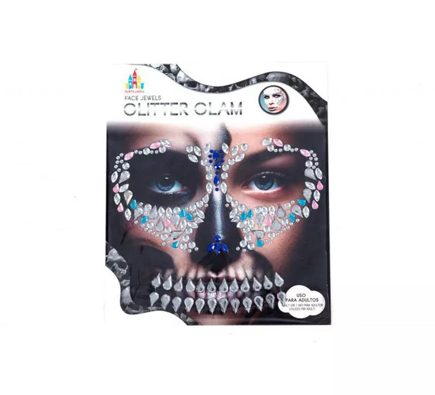 Translation missing: de.Gemas Faciales Adhesivas Calavera rosa y turquesa