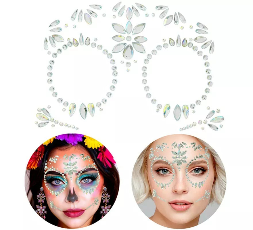 Translation missing: de.Gemas Faciales Adhesivas de Catrina Día de Los Muertos con Diamante
