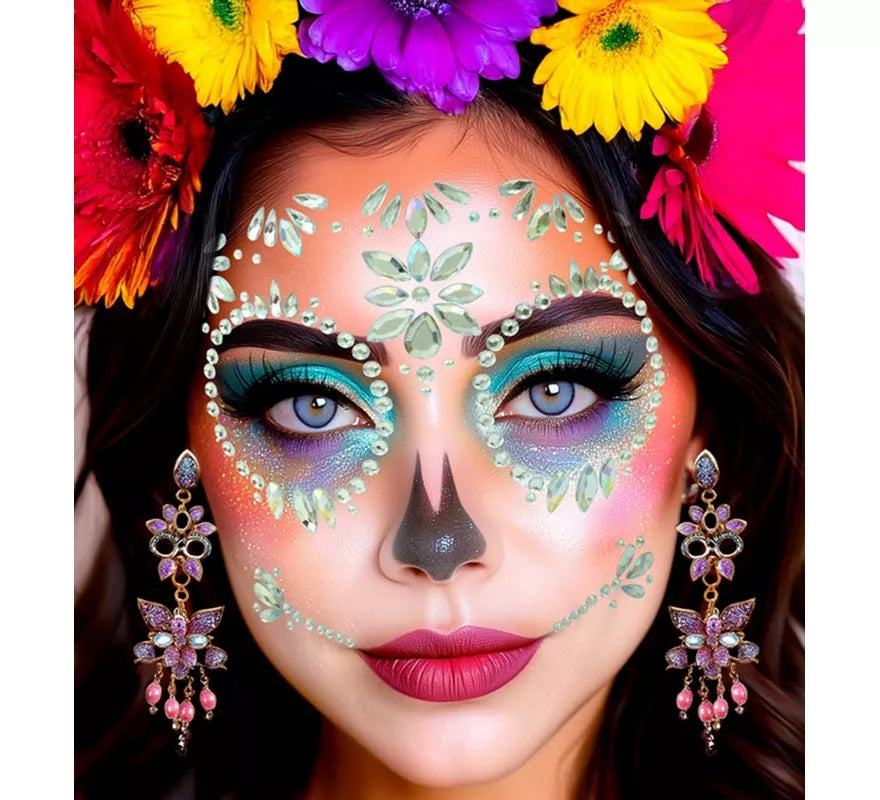 Translation missing: de.Gemas Faciales Adhesivas de Catrina Día de Los Muertos con Diamante