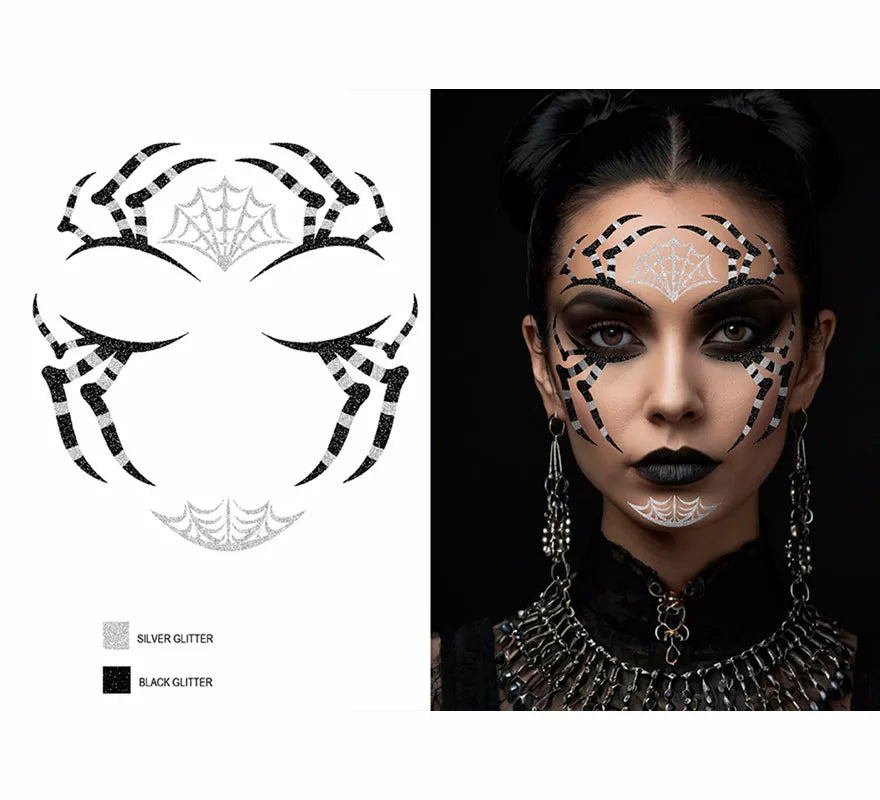 Glitter Face Araña negra de 13x15 cm