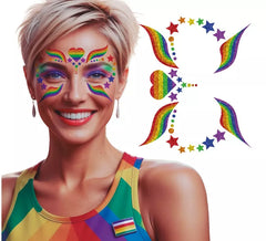 Glitzerndes Gesicht Regenbogen