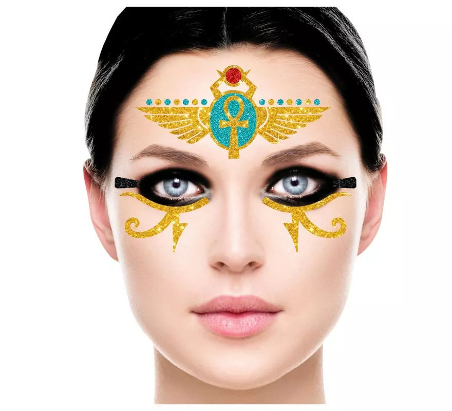 Translation missing: de.Glitter Face Egipcia dorado y azul