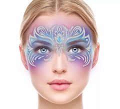 Glitzergesicht, blaue Fantasiefee