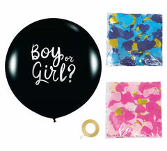 Blauer und rosa Ballon mit Konfetti 50 cm