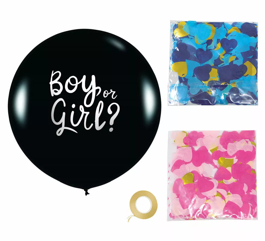 Translation missing: de.Globo Azul y Rosa con Confetti de 50 cm