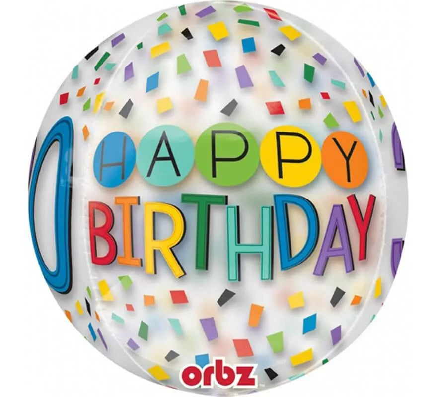 Translation missing: de.Globo de Film transparente Happy Birthday 30 de 38x40 cm