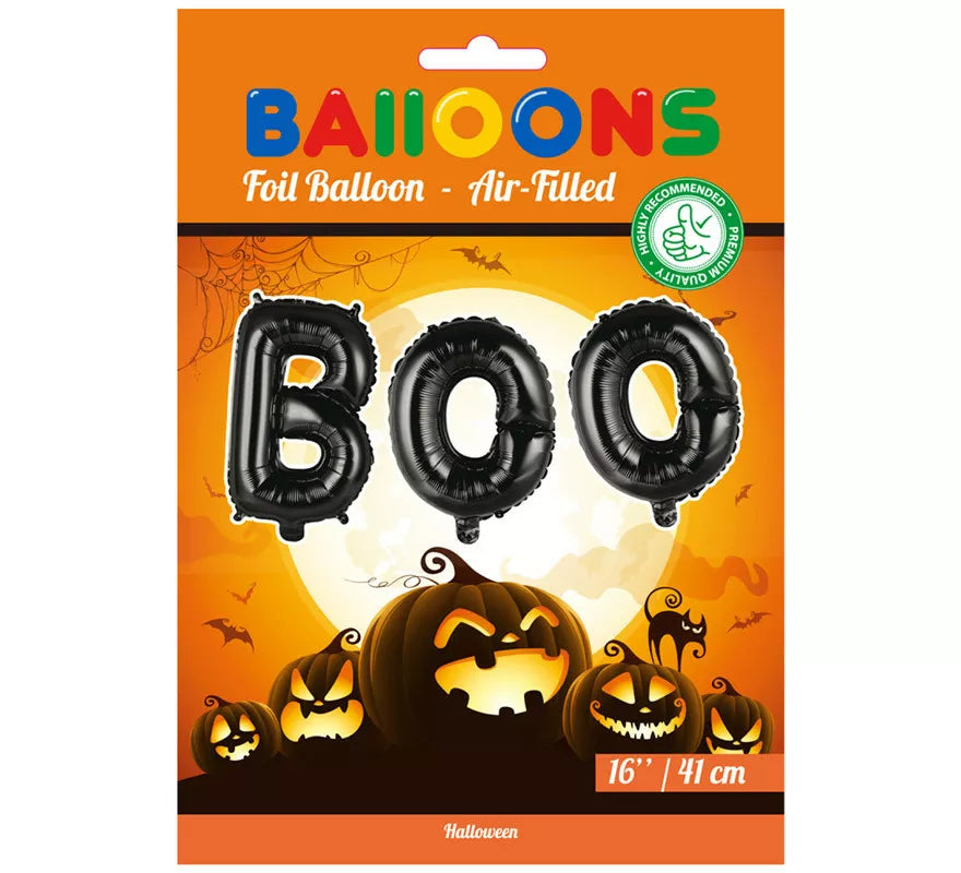 Translation missing: de.Globo de Foil BOO Negro de 41 cm